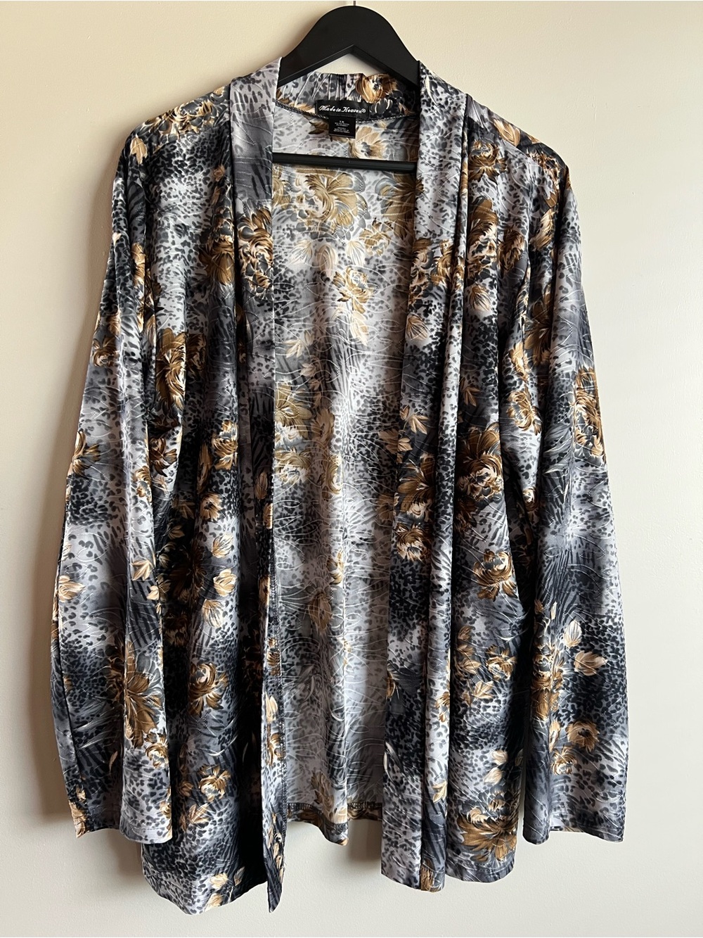 Made in Heaven 1X Floral Animal Print Open Front Blazer Cardigan Plus Size